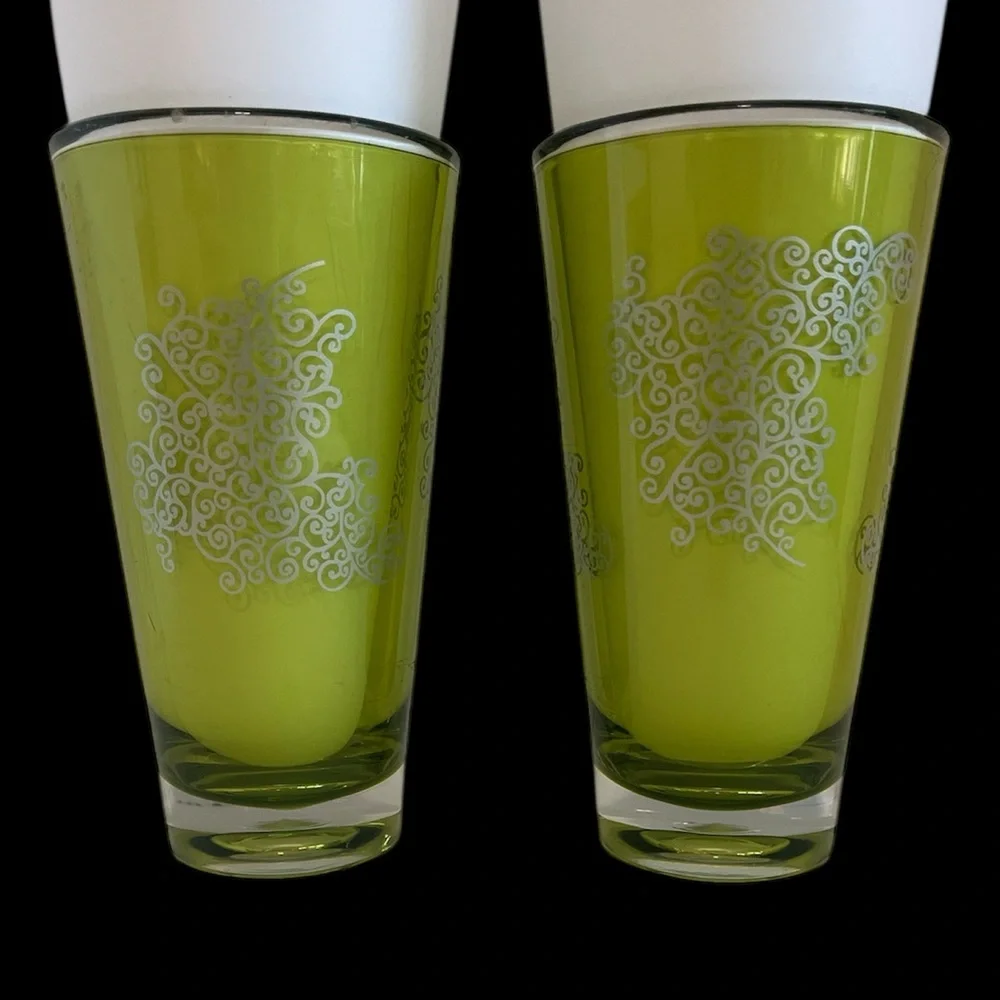 Starbucks Green Highball Tumbler Filigree Baroque Rococo 2003 Collectible 20oz